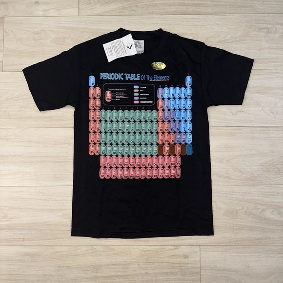 Vintage Y2K‎ Science Periodic Table of Elements Graphic T-shirt Black Small NWT - Picture 1 of 6